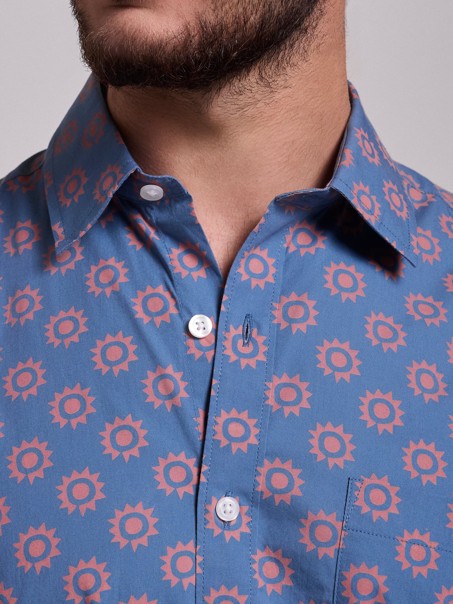 CAMISA ALGODÃO AZUL MANGA CURTA REGULAR FIT MR. BLUE