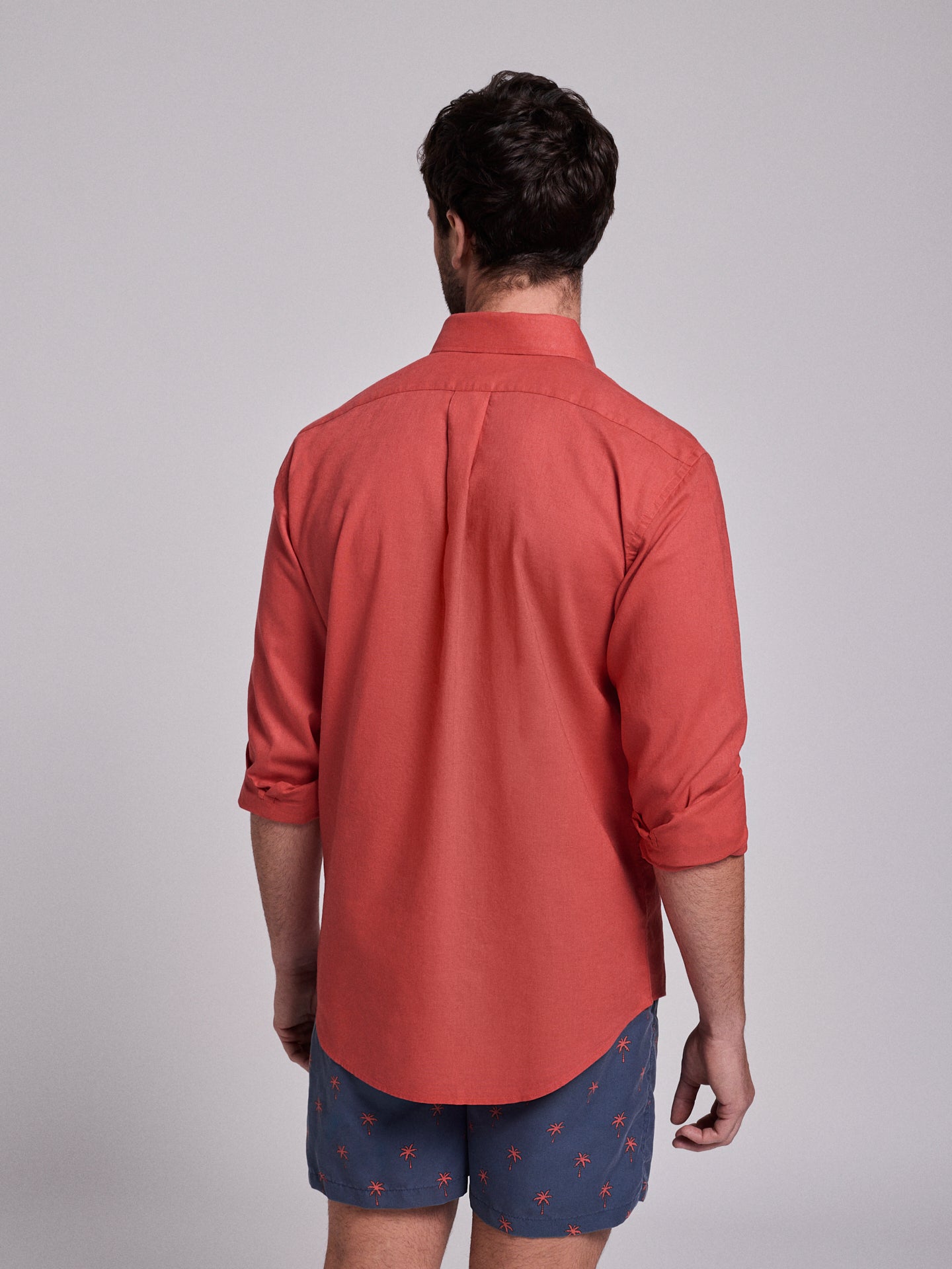 Camisa Linho Vermelha Manga Comprida Regular Fit Mr. Blue