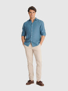 CAMISA AZUL MANGA COMPRIDA TAILORED FIT MARK BELLUCCI