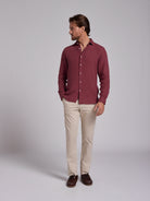 CAMISA LINHO BORDEAUX MANGA COMPRIDA TAILORED FIT MARK BELLUCCI