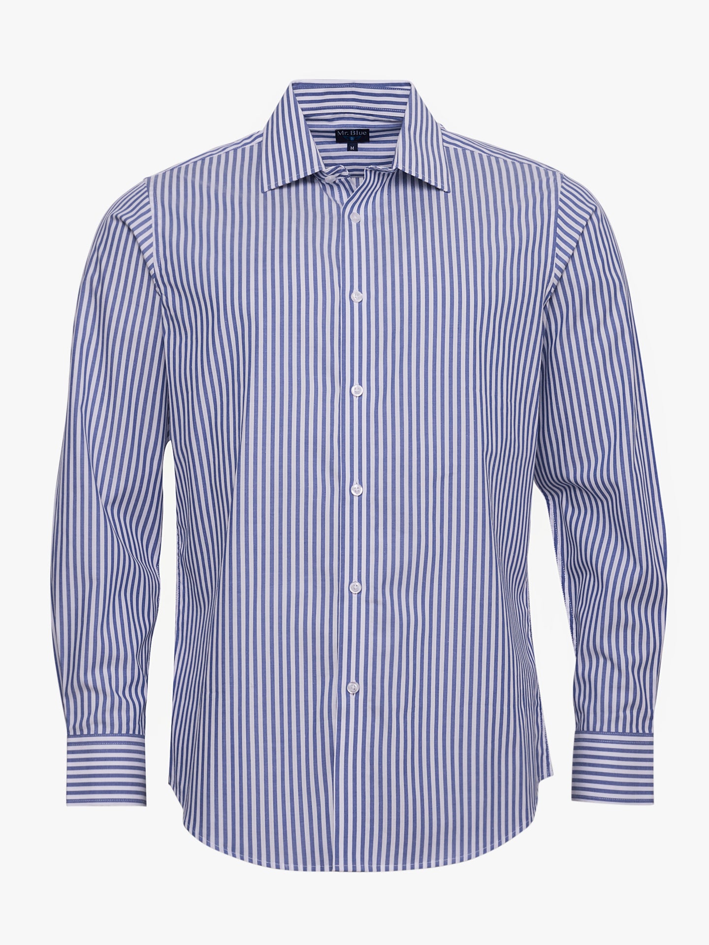 Camisa Algodão Azul Manga Comprida Slim Fit Mr. Blue