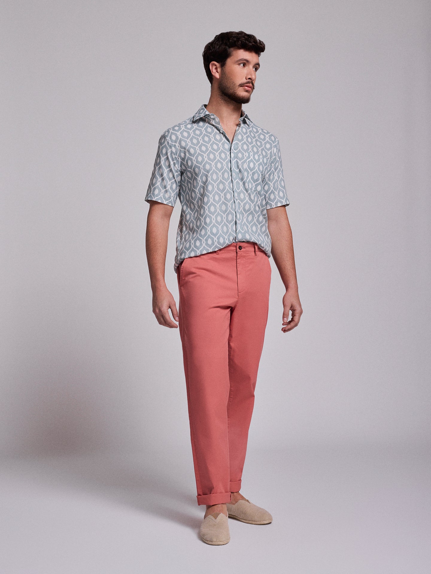 CALÇAS ALGODÃO ROSAS REGULAR FIT MR. BLUE