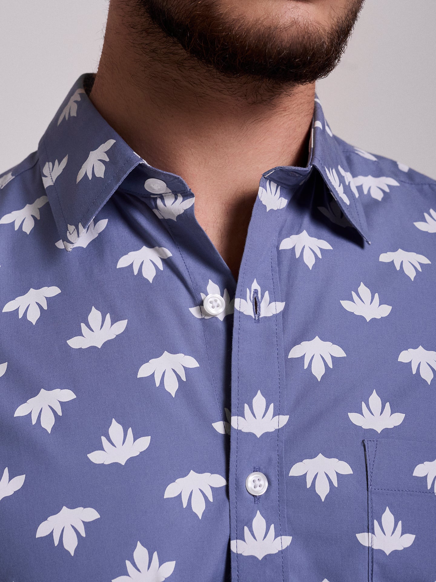 BLUE COTTON SHIRT SHORT SLEEVE REGULAR FIT MR. BLUE