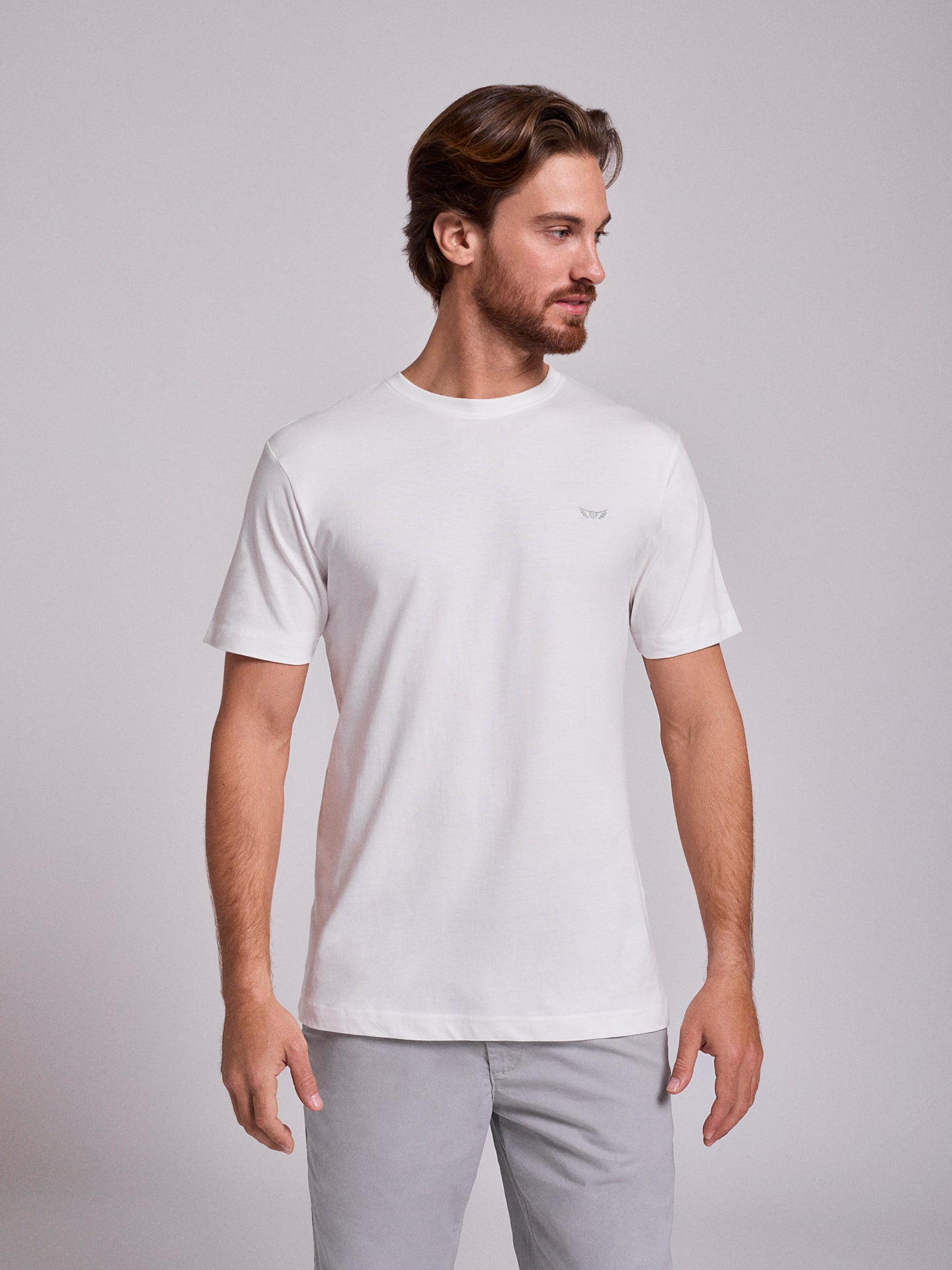 CAMISETA DE ALGODÓN BLANCA MANGA CORTA REGULAR FIT MR. AZUL
