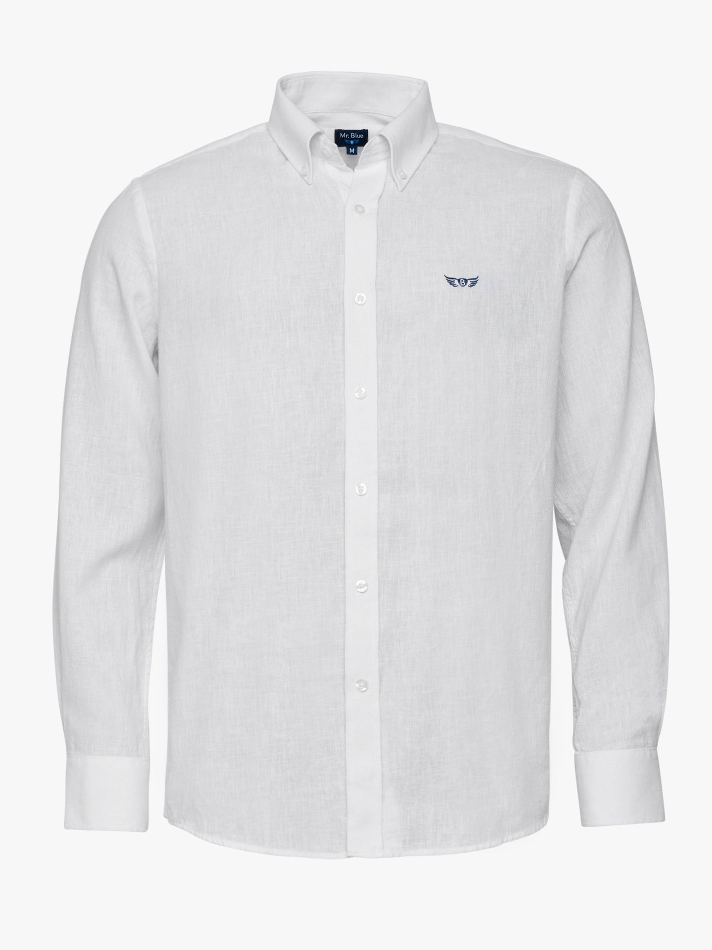 WHITE LINEN SHIRT LONG SLEEVE REGULAR FIT MR. BLUE