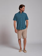 CAMISA ALGODÓN VERDE MANGA CORTA REGULAR FIT MR. AZUL