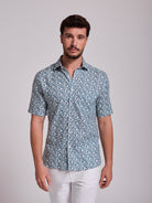 GREEN LINEN SHIRT SHORT SLEEVE REGULAR FIT MR. BLUE