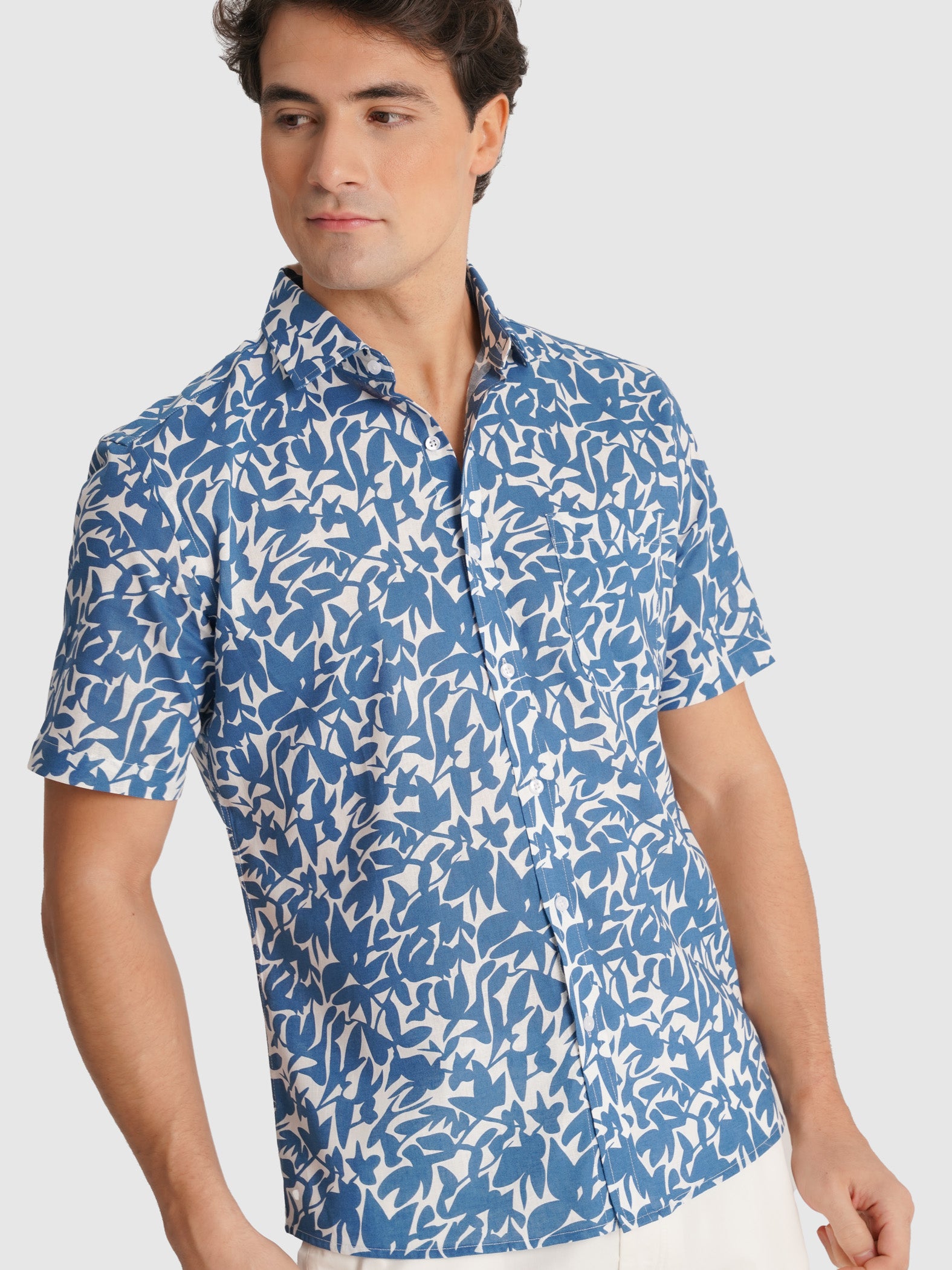 CAMISA AZUL MANGA CURTA REGULAR FIT MR. BLUE