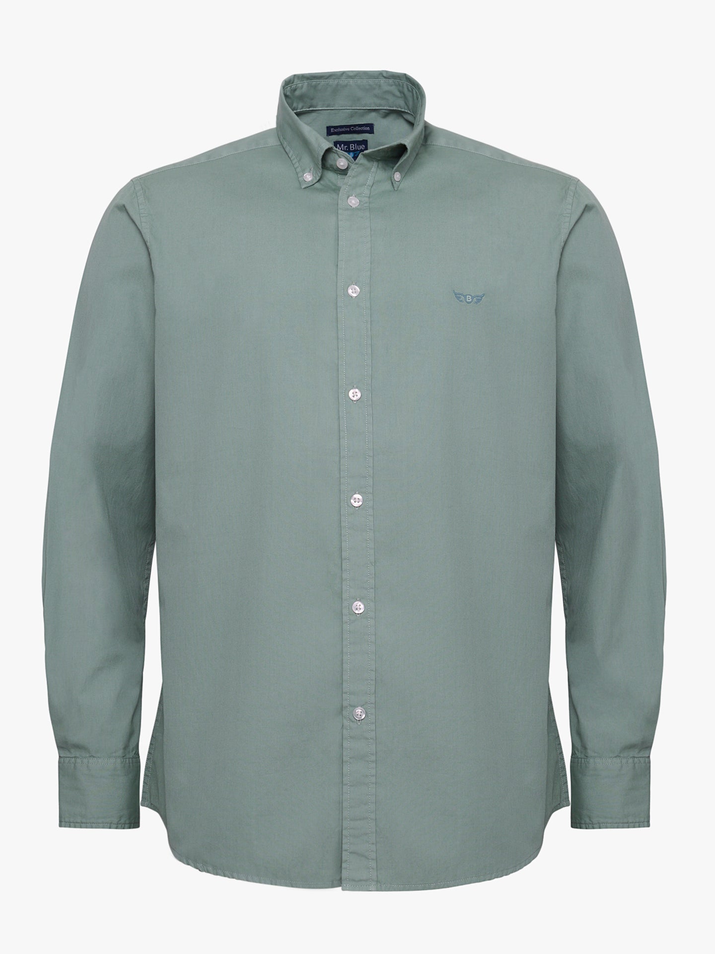 CAMISA ALGODÃO VERDE MANGA COMPRIDA REGULAR FIT MR. BLUE