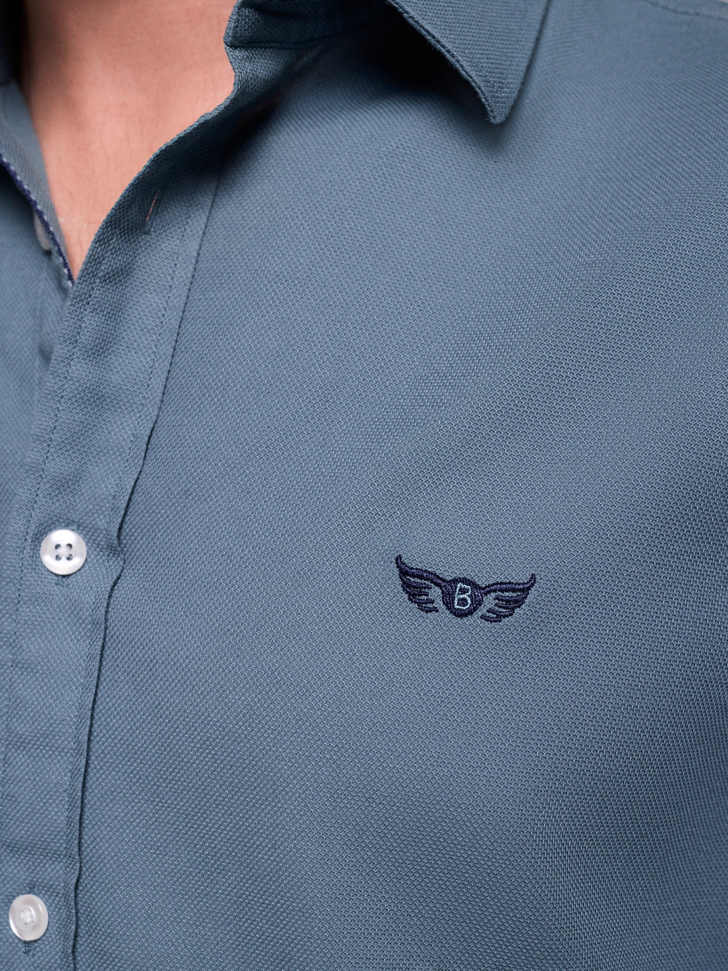 GREEN COTTON SHIRT LONG SLEEVE REGULAR FIT MR. BLUE