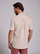 CAMISA LINHO BEGE MANGA CURTA REGULAR FIT MARK BELLUCCI
