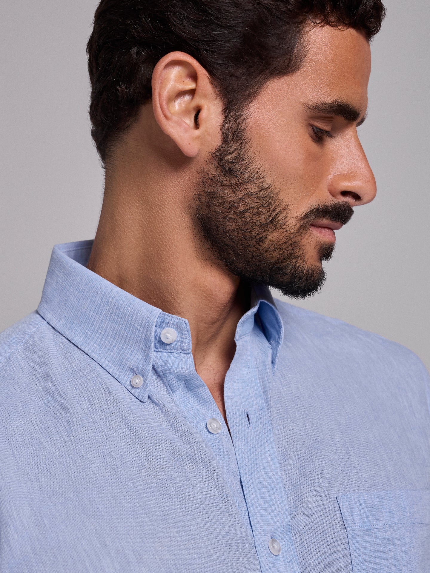 BLUE LINEN SHIRT LONG SLEEVE REGULAR FIT MR. BLUE