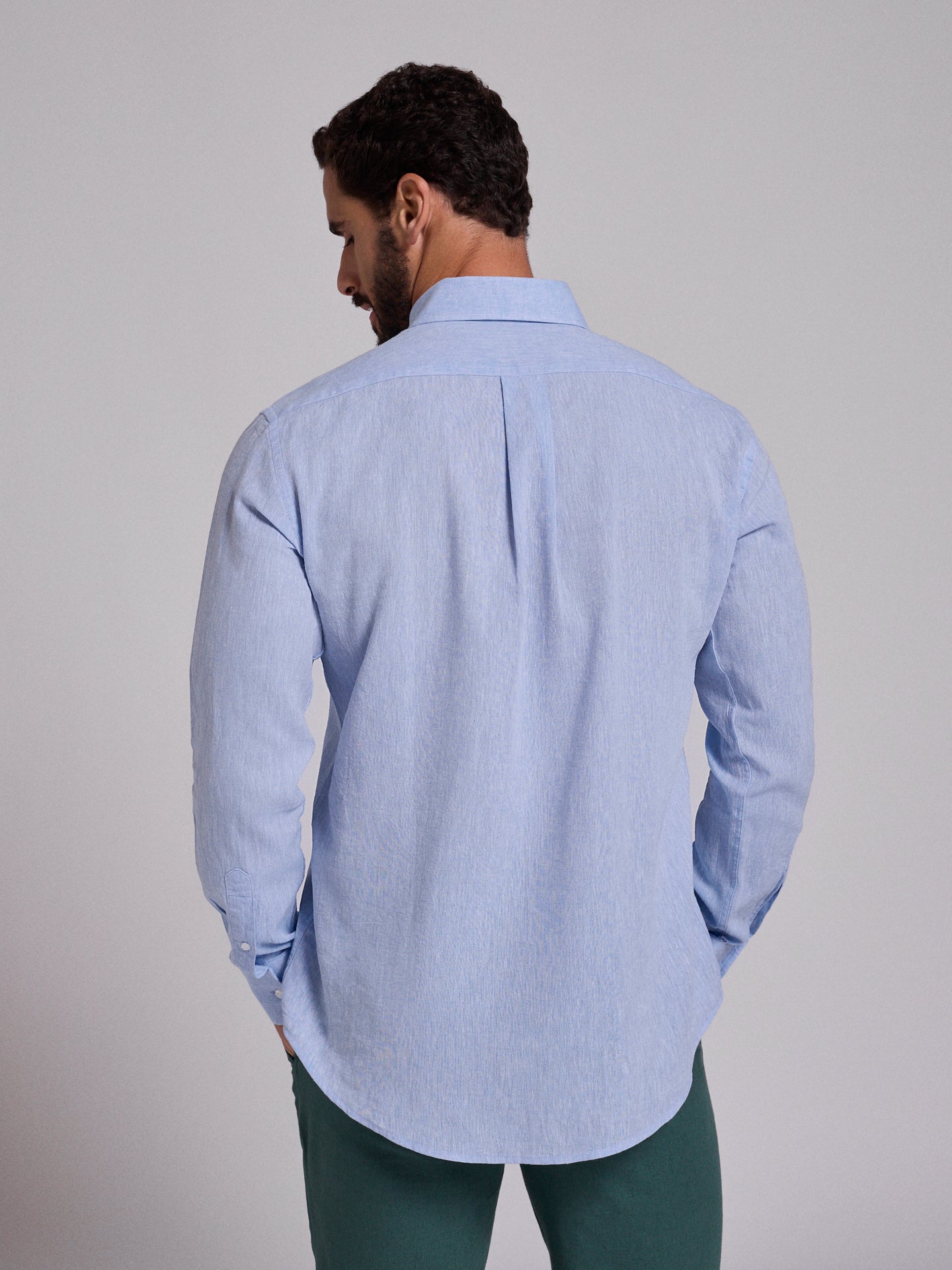 CAMISA LINO AZUL MANGA LARGA REGULAR FIT MR. AZUL