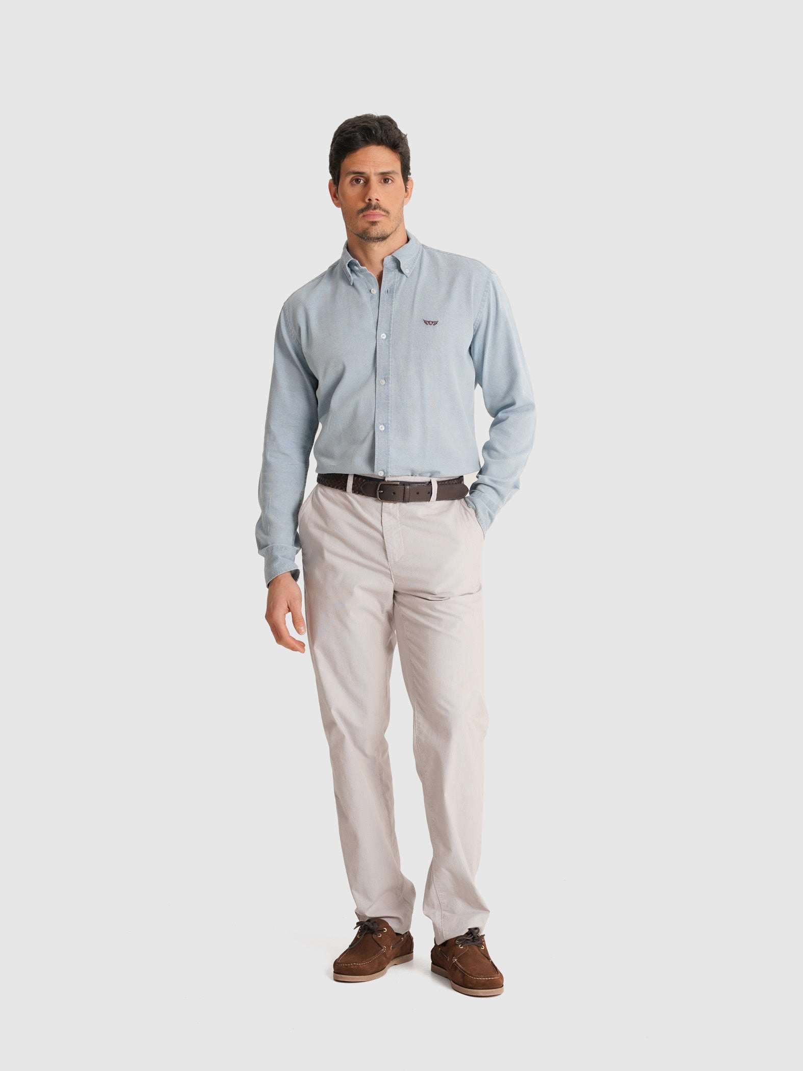 BLUE LONG SLEEVE REGULAR FIT MR SHIRT. BLUE
