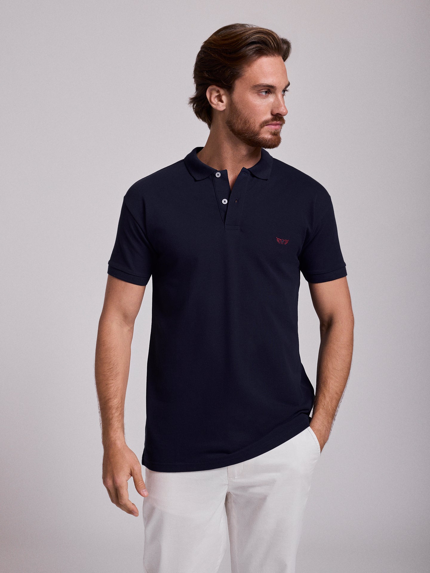 Polo Azul Manga Curta Regular Fit Mr. Blue