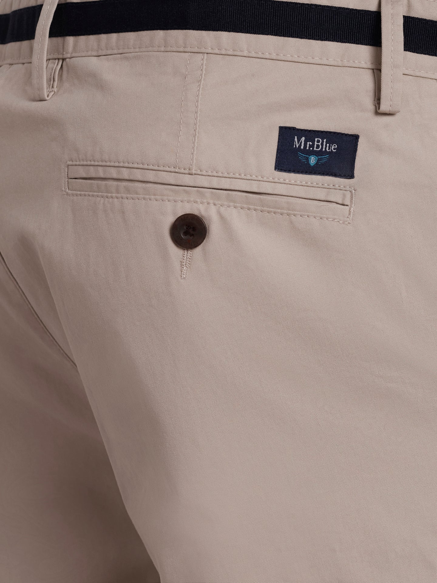 Pantalón chino Mr. Blue beige de sarga de corte slim