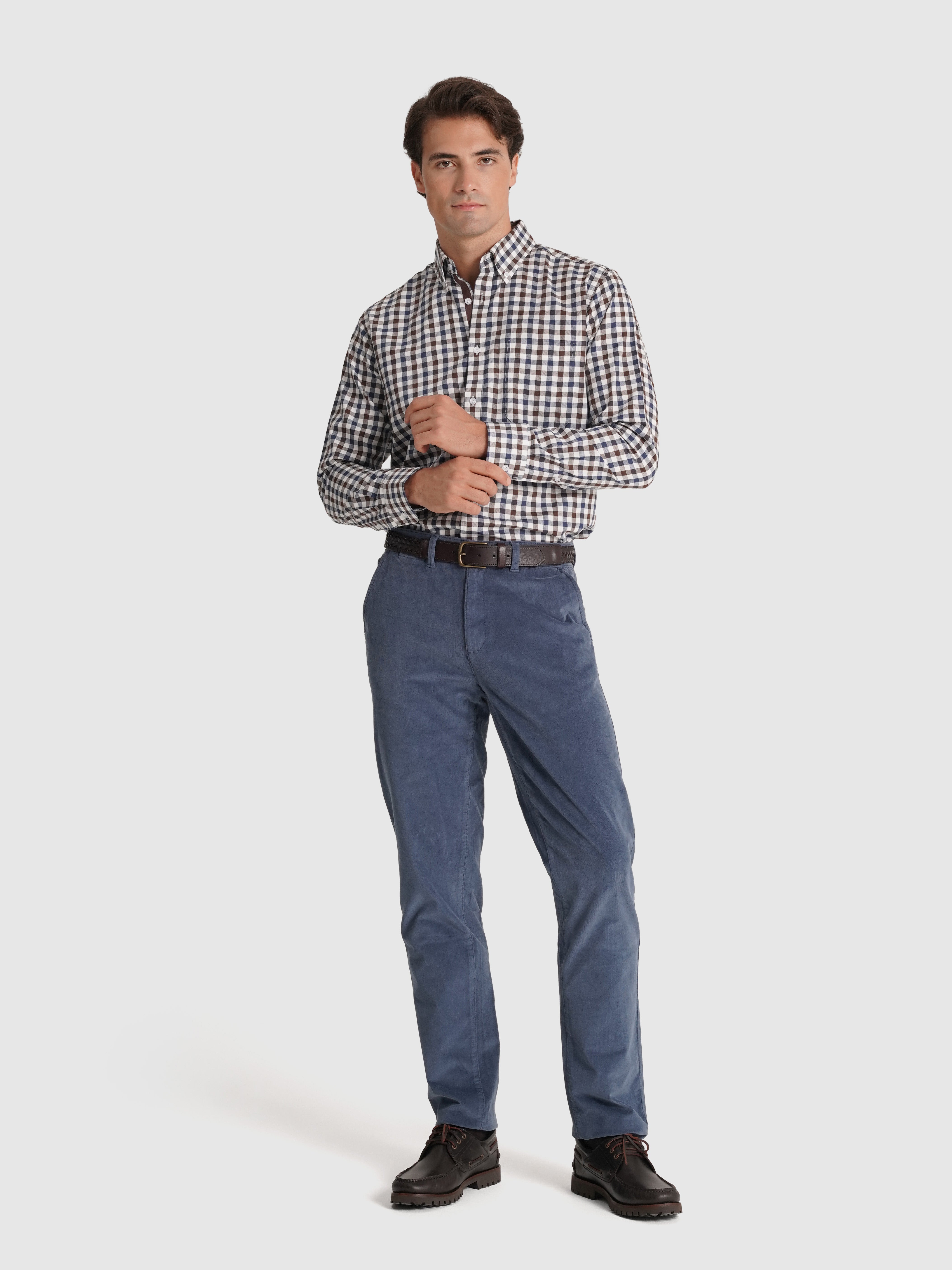 Camisa Algodão Castanha Manga Comprida Regular Fit Mr. Blue