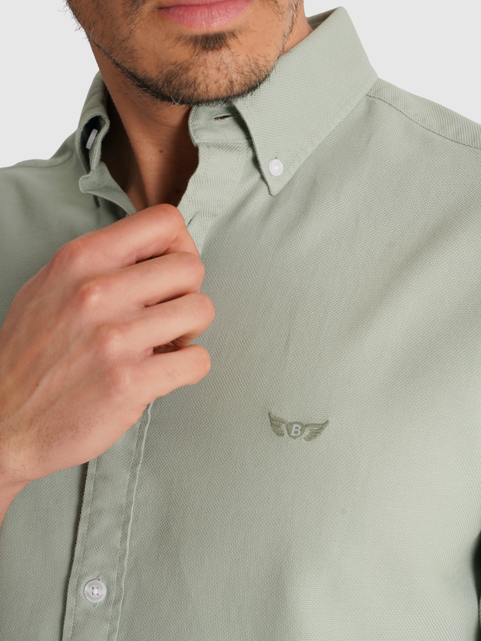 CAMISA DOBBY VERDE MANGA COMPRIDA REGULAR FIT MR. BLUE