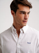 WHITE LINEN SHIRT LONG SLEEVE REGULAR FIT MR. BLUE