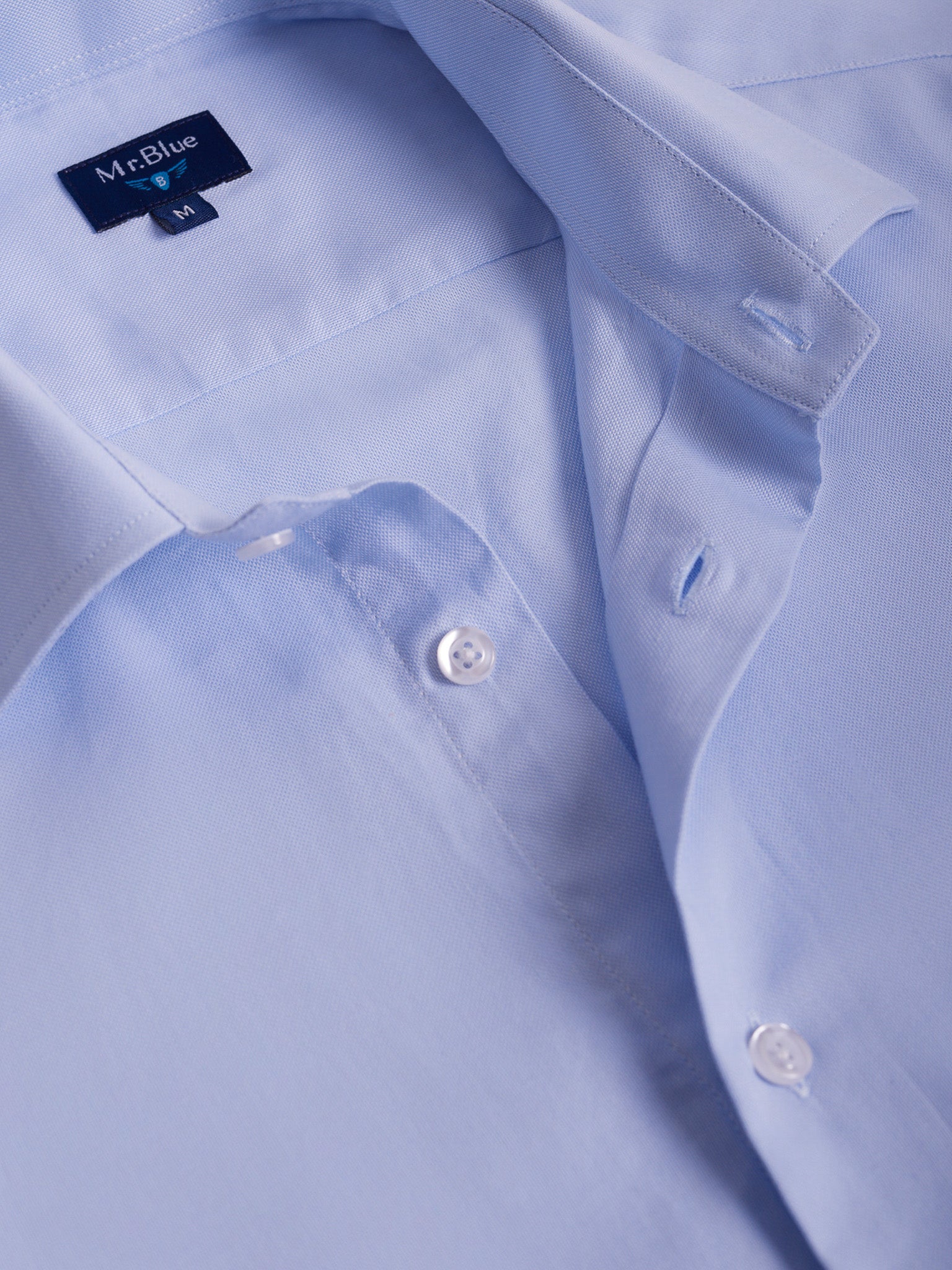 Camisa Algodão Azul Manga Comprida Slim Fit Mr. Blue