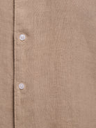CAMEL LINEN SHIRT LONG SLEEVE TAILORED FIT MARK BELLUCCI