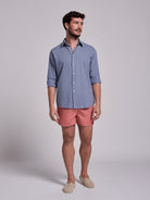 BLUE LINEN SHIRT LONG SLEEVE SLIM FIT MR. BLUE