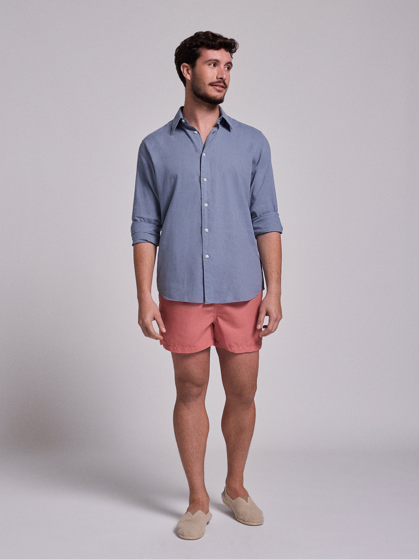 BLUE LINEN SHIRT LONG SLEEVE SLIM FIT MR. BLUE