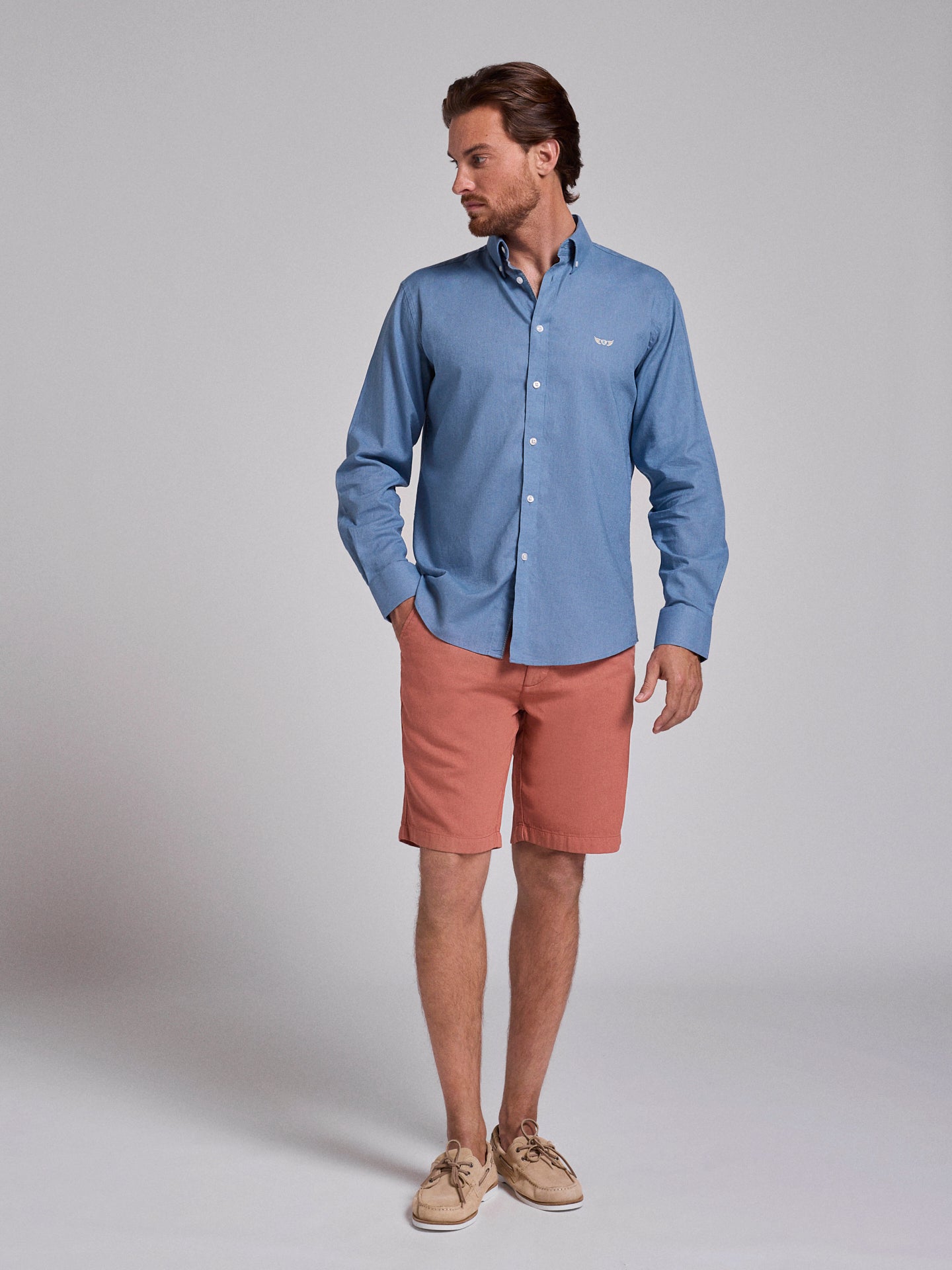 BLUE LINEN SHIRT LONG SLEEVE REGULAR FIT MR. BLUE