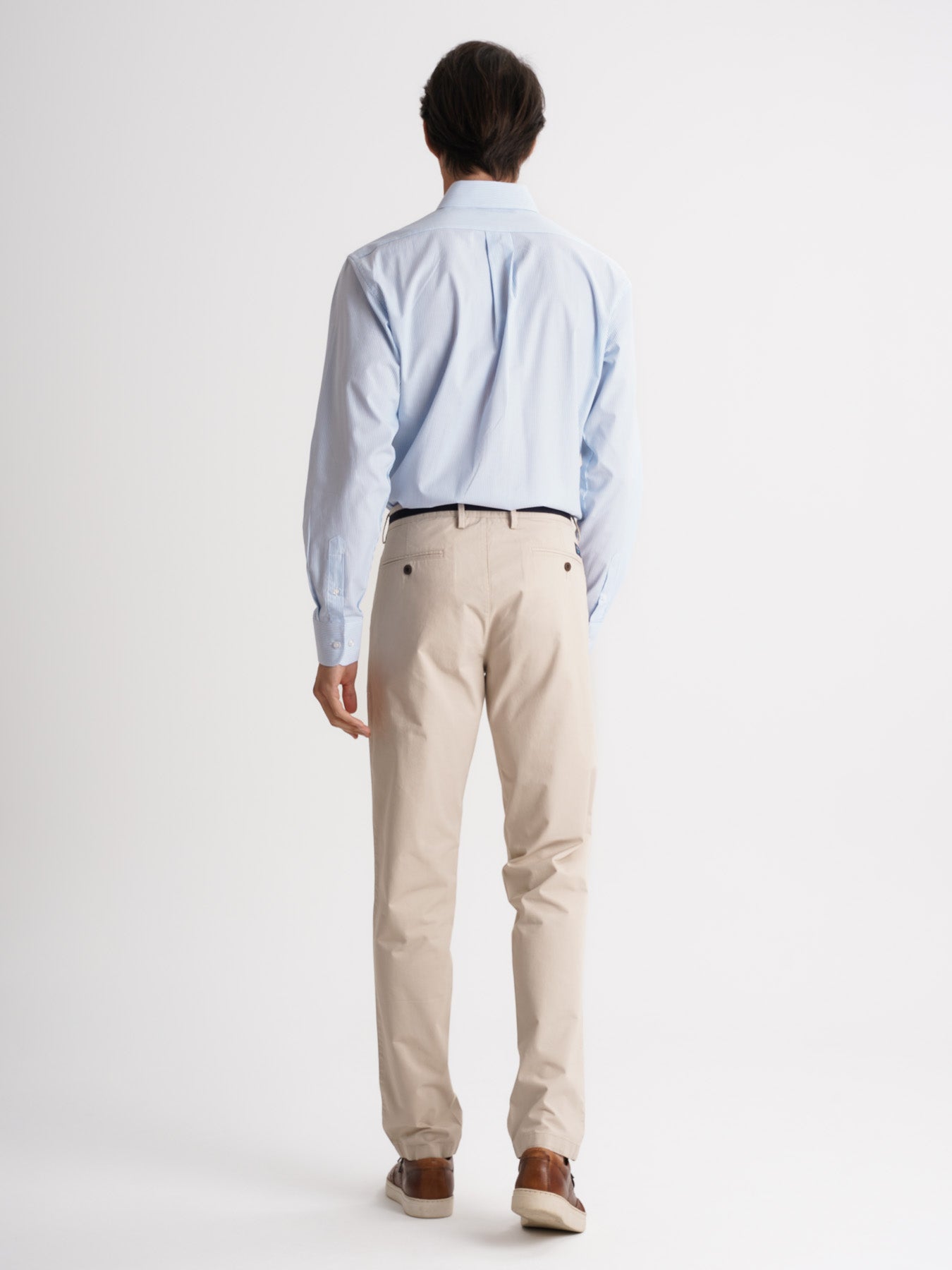 Pantalón chino Mr. Blue beige de sarga de corte slim