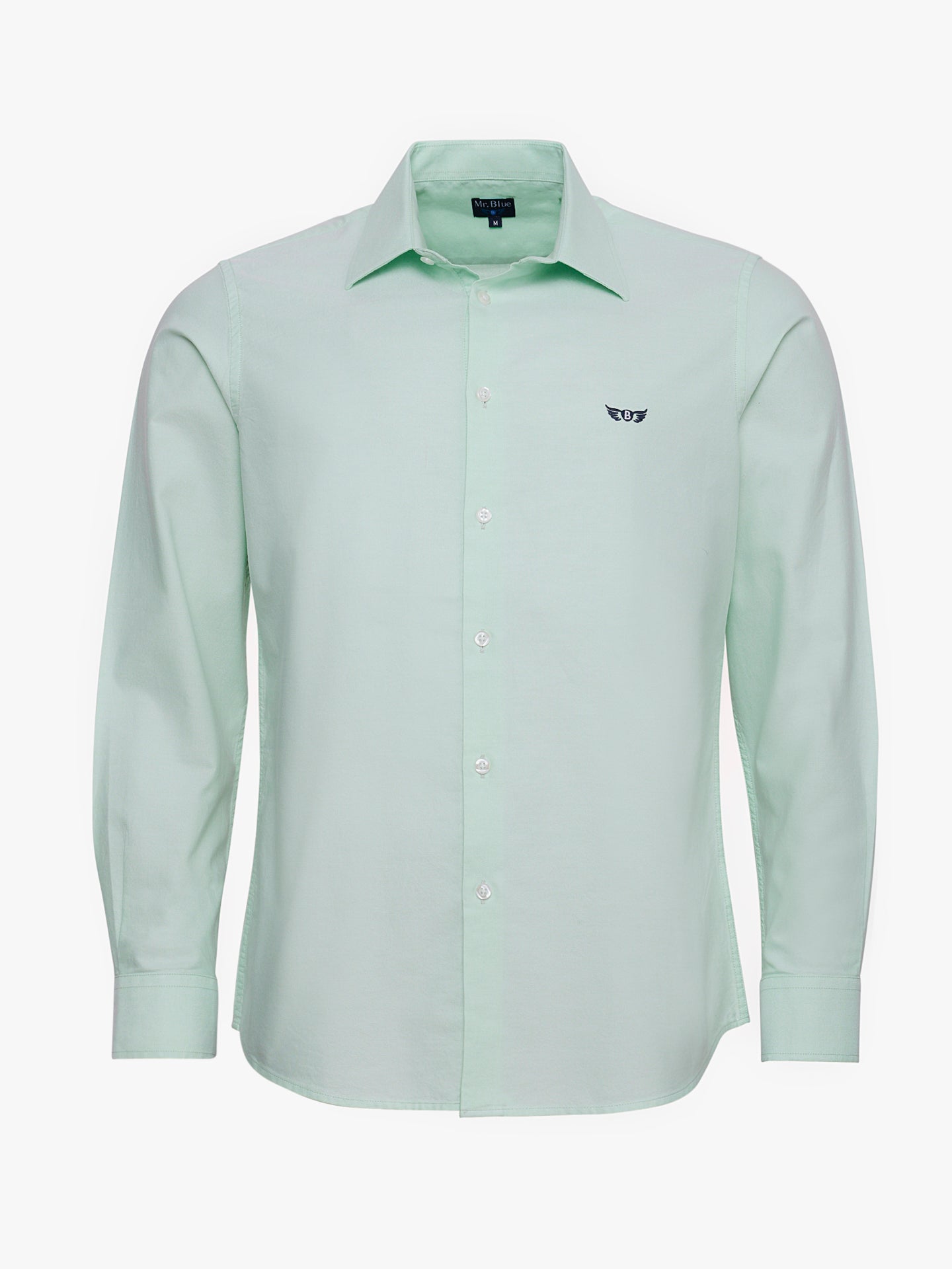 GREEN COTTON SHIRT LONG SLEEVE SLIM FIT MR. BLUE