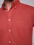 RED LINEN SHIRT LONG SLEEVE REGULAR FIT MR. BLUE