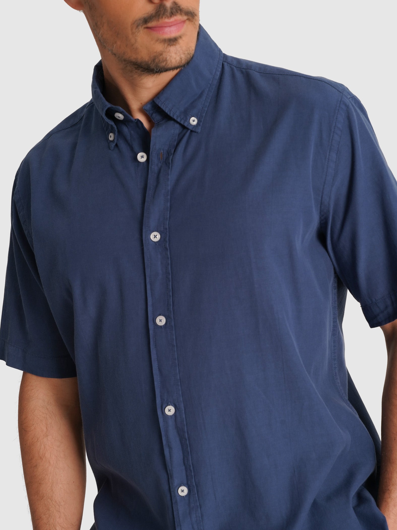 BLUE POPPLINE SHIRT SHORT SLEEVE REGULAR FIT MR. BLUE