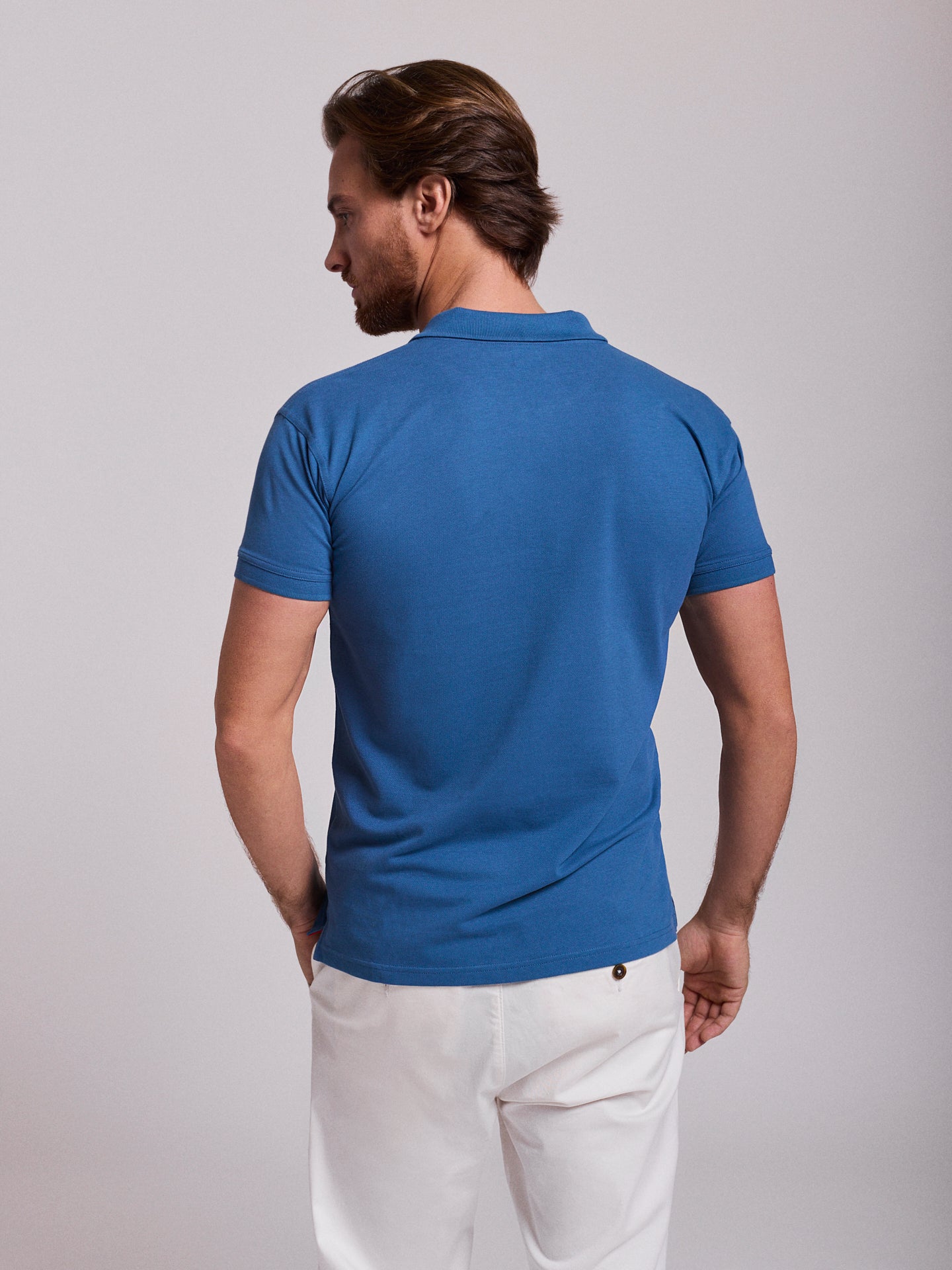 Polo Azul Manga Curta Regular Fit Mr. Blue