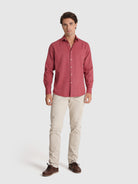CAMISA ALGODÓN ROJA MANGA LARGA REGULAR FIT MARK BELLUCCI