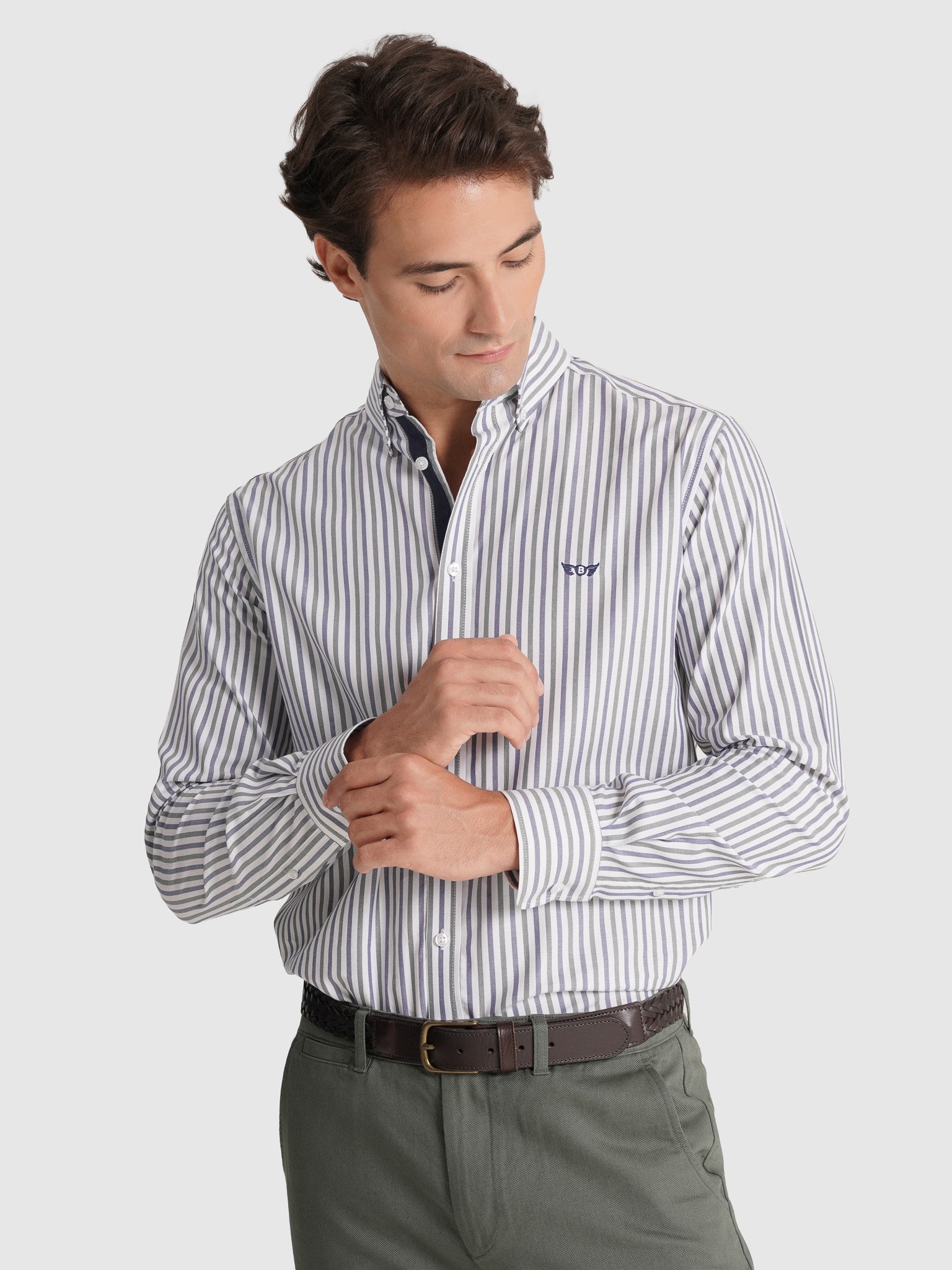 Camisa Algodão Azul Manga Comprida Regular Fit Mr. Blue