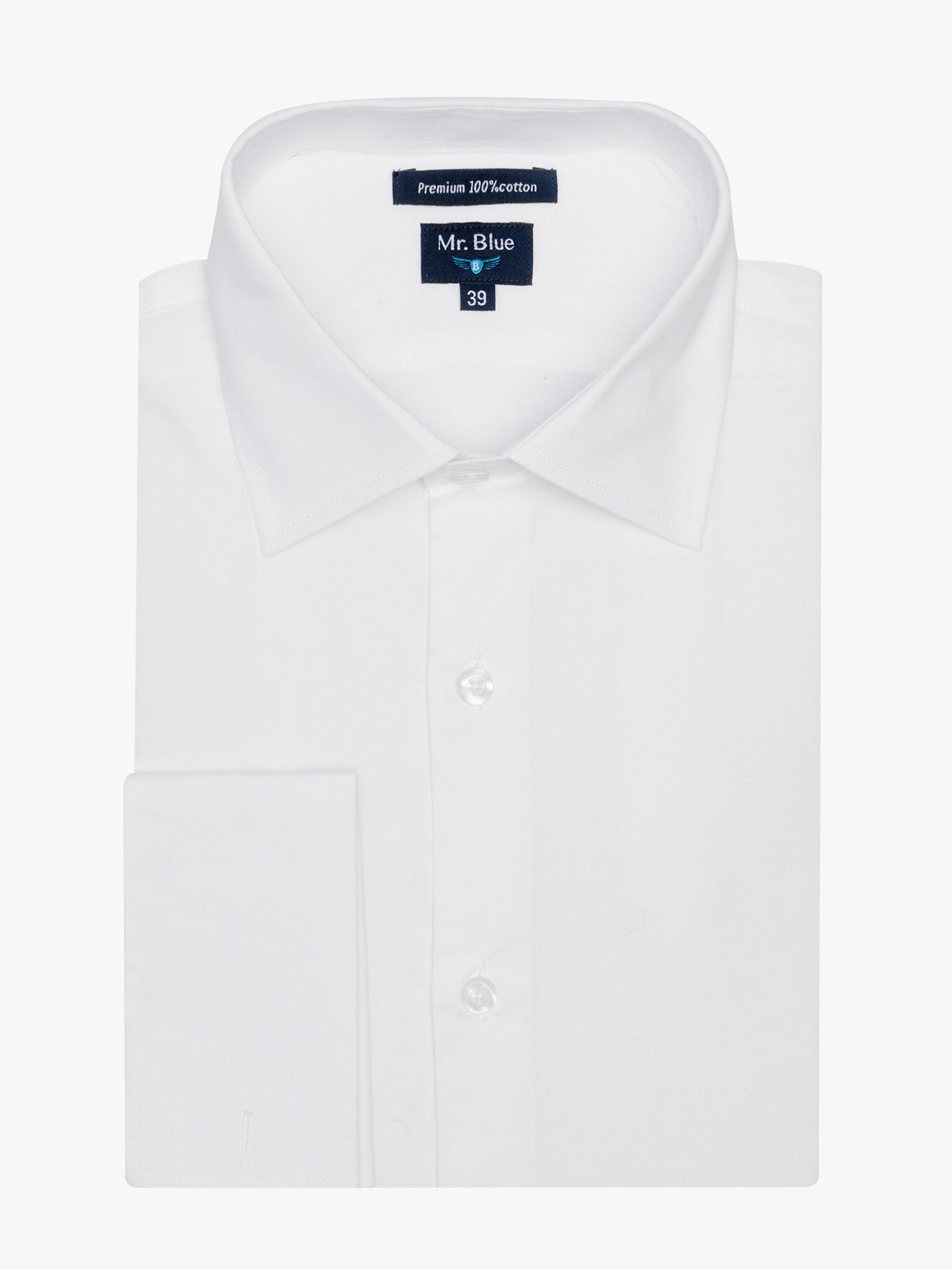 Camisa Algodão Branca Manga Comprida Classic Fit Mr. Blue