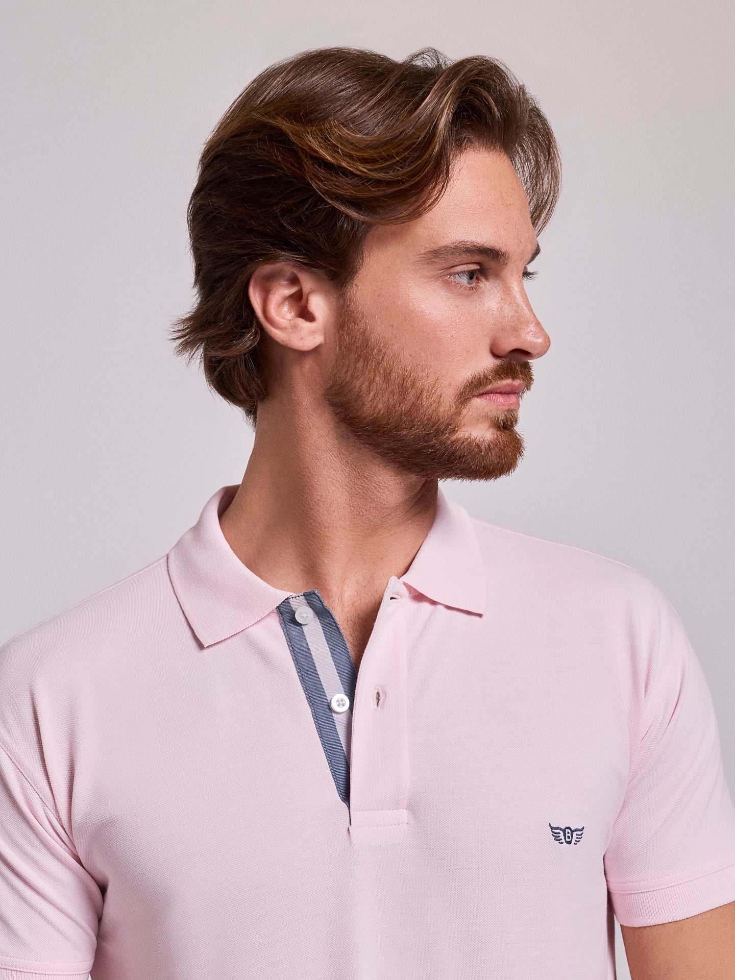 Polo Rosa Manga Curta Regular Fit Mr. Blue