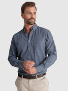 Camisa Algodão Azul Manga Comprida Regular Fit Mr. Blue