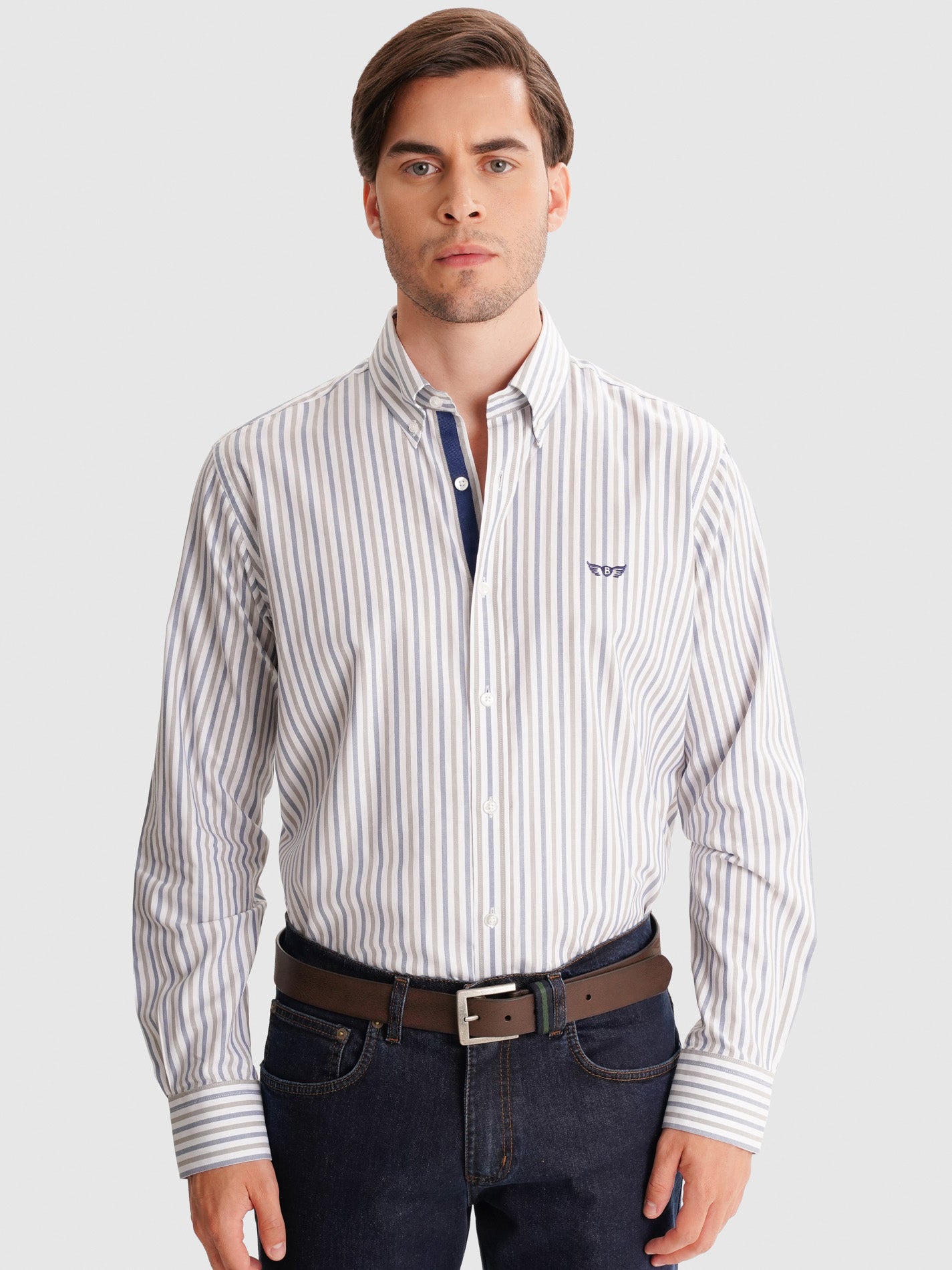 BLUE REGULAR FIT MR SHIRT. BLUE