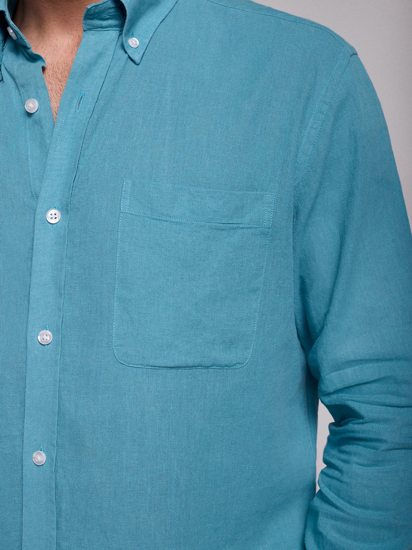 CAMISA LINO AZUL MANGA LARGA REGULAR FIT MR. AZUL