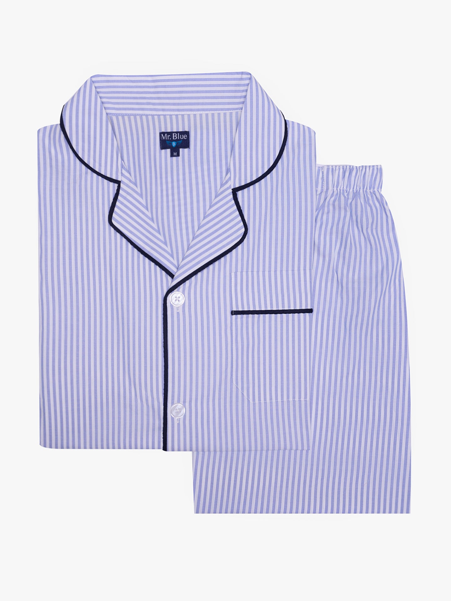 BLUE COTTON PAJAMA SHORT SLEEVES REGULAR FIT MR. BLUE