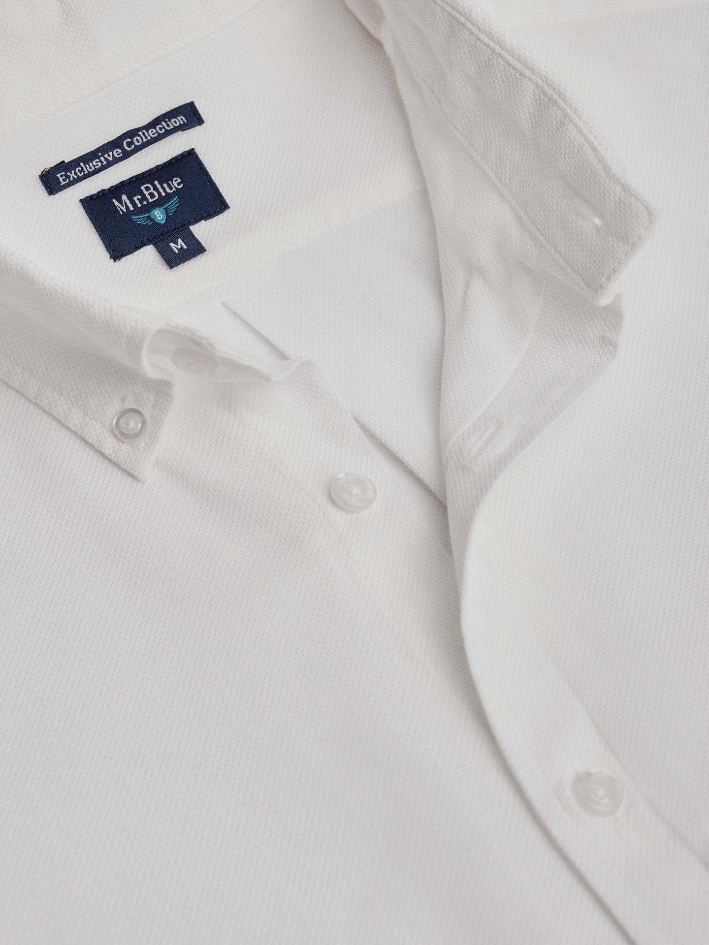 WHITE COTTON SHIRT LONG SLEEVE REGULAR FIT MR. BLUE