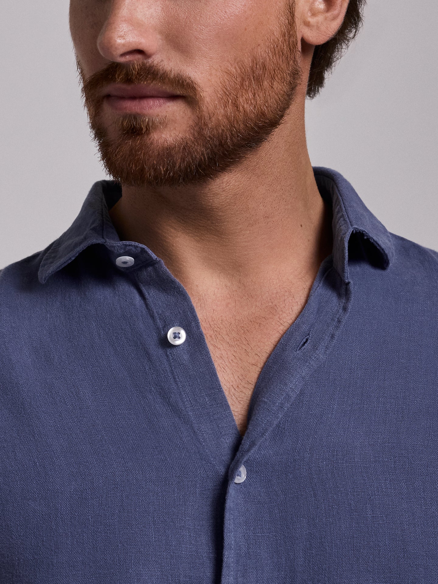 CAMISA LINHO AZUL MANGA COMPRIDA TAILORED FIT MARK BELLUCCI