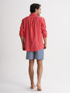 Camisa de corte estándar de lino rosa de Mr. Blue