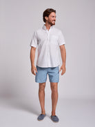 WHITE LINEN SHIRT SHORT SLEEVE REGULAR FIT MR. BLUE