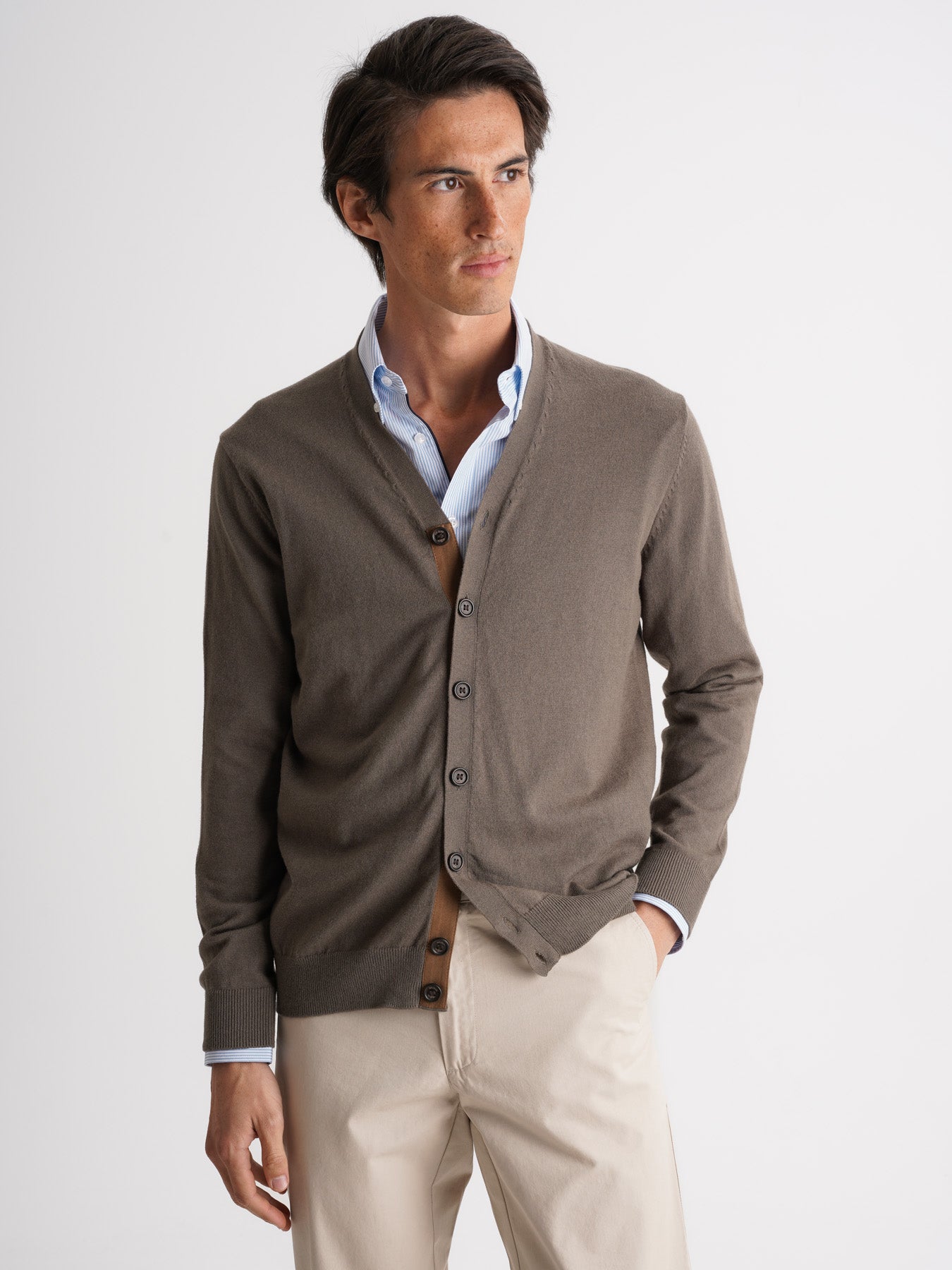 Jersey de cachemira verde fino Mr. Blue