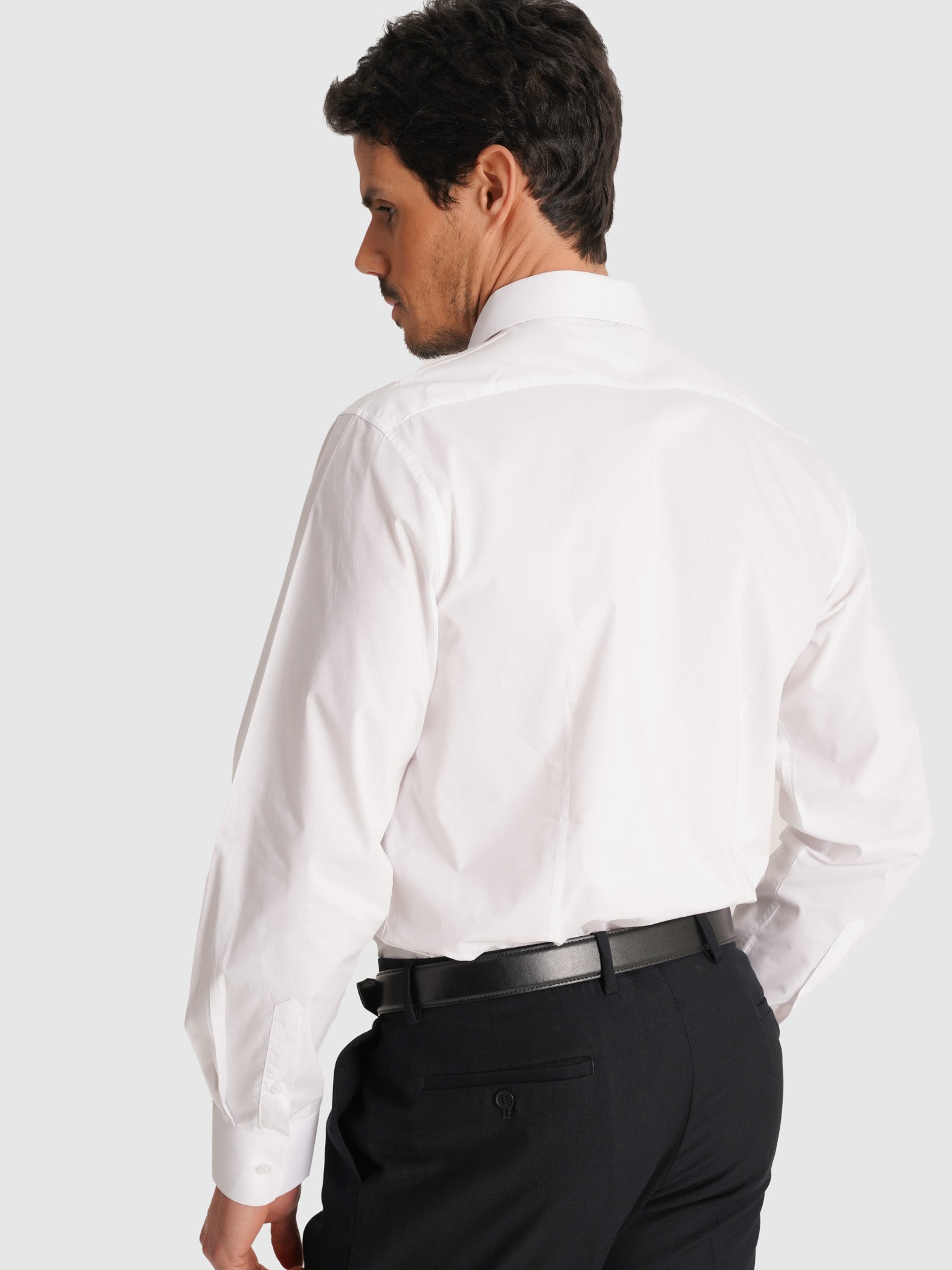 WHITE POPELINE SHIRT LONG SLEEVE SLIM FIT MR. BLUE