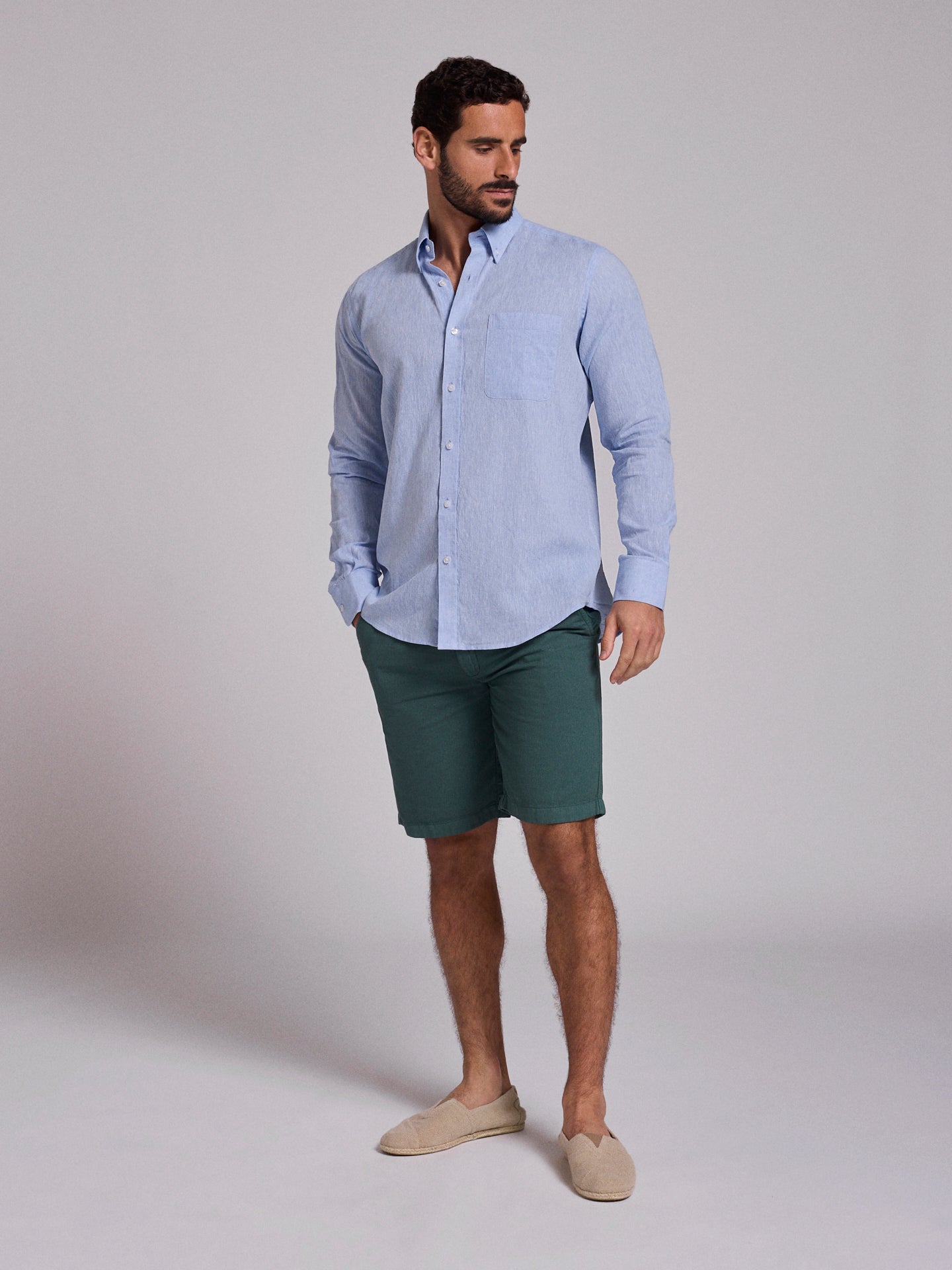 CAMISA LINO AZUL MANGA LARGA REGULAR FIT MR. AZUL