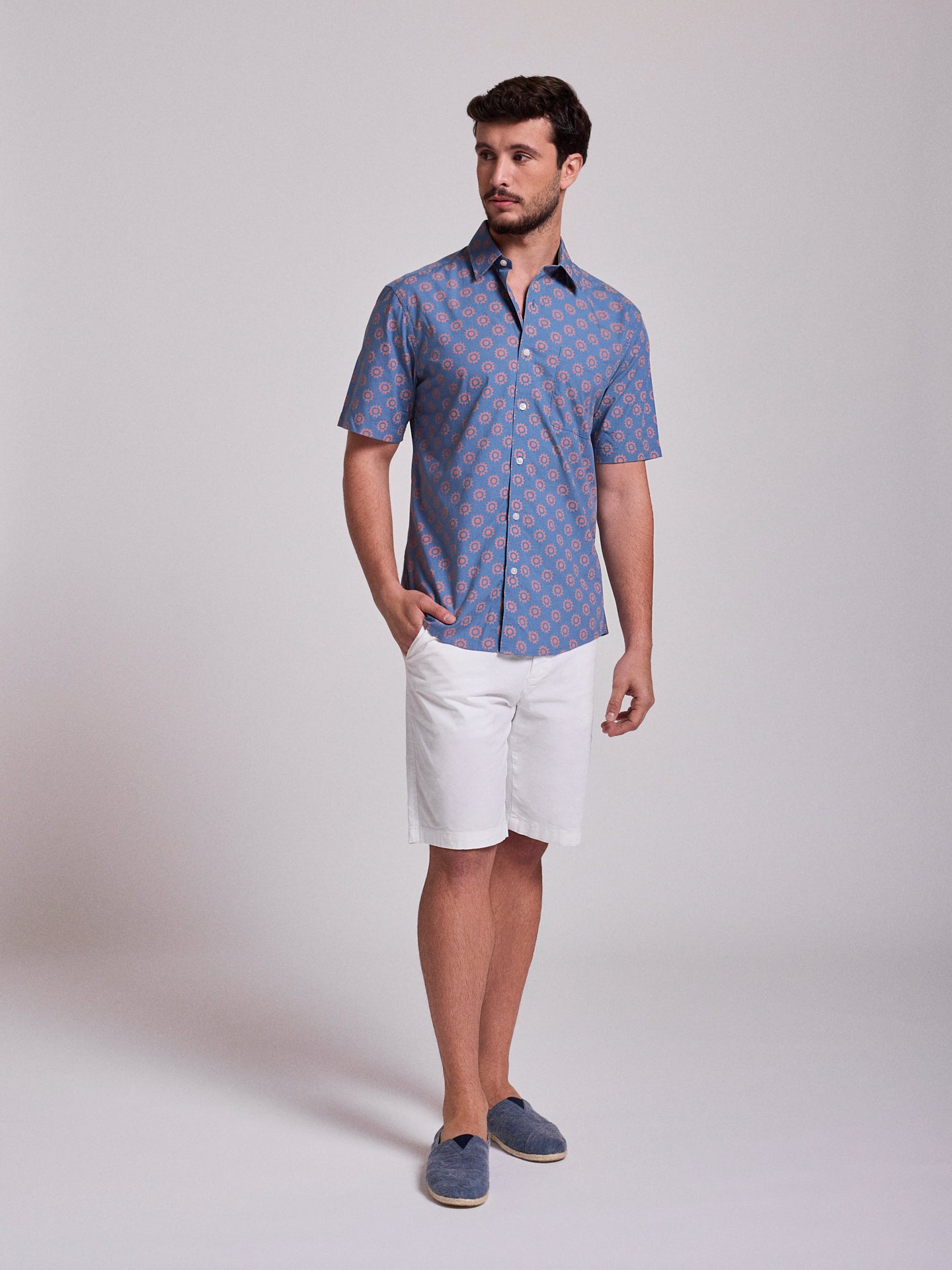 BLUE COTTON SHIRT SHORT SLEEVE REGULAR FIT MR. BLUE