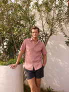 Camisa Regular Fit Linho Rosa Mr. Blue